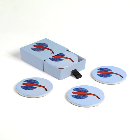 Set of 4 Fishkoï ceramic coasters