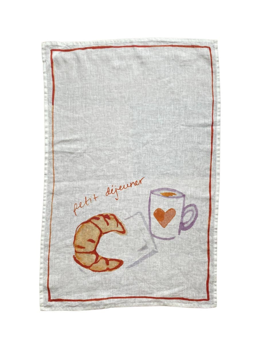 Stonewashed Linen Teatowel - Petit Dejuner -