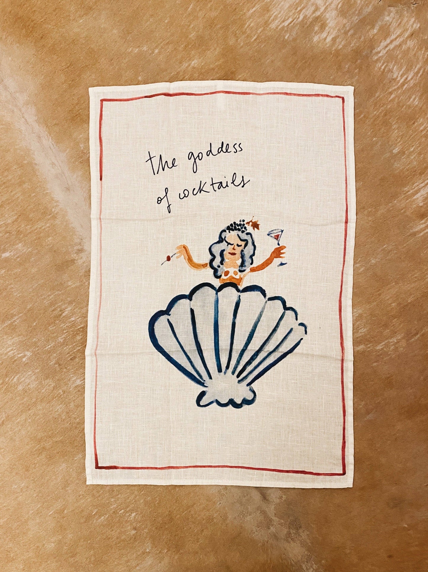 The Goddess of Cocktails - Linen Tea Towel