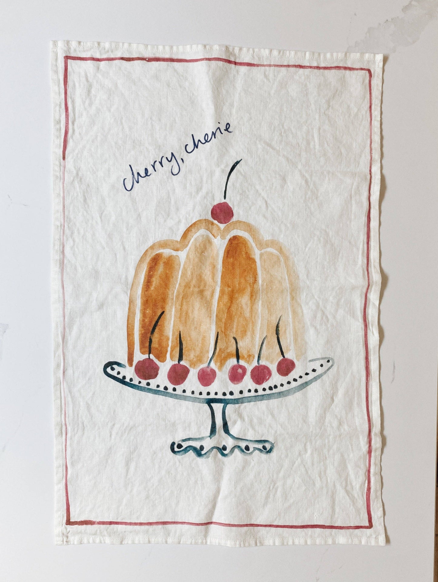 Cherry Cherie Linen Teatowel