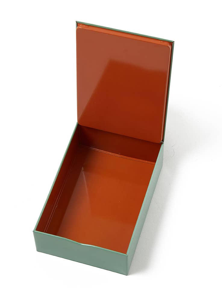 Pivoina rectangular metal tin box